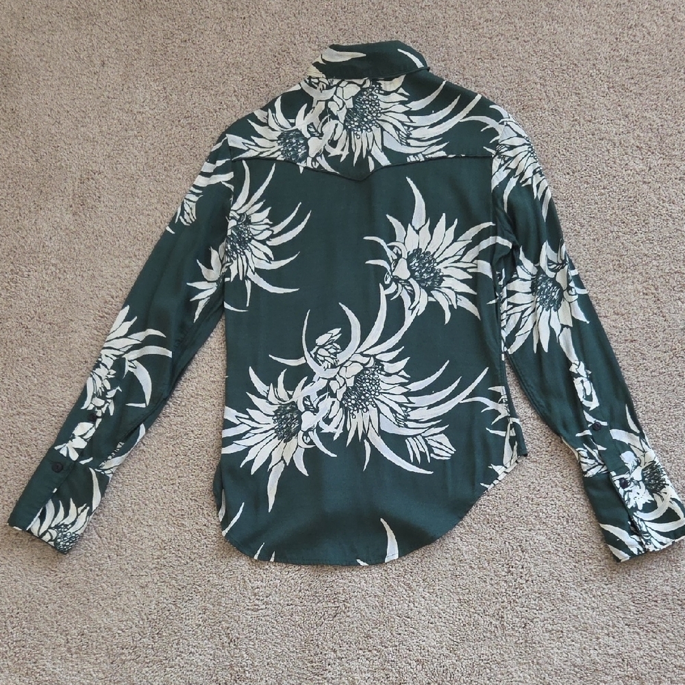 Rag & Bone Green and White Floral Shirt - Picture 3 of 5